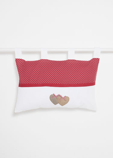 Coussin pour tête de lit, cœurs et pois Rouge