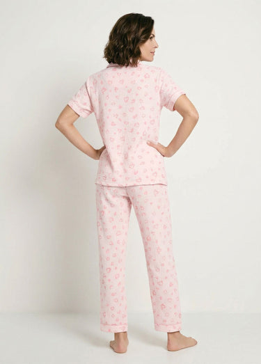 Pyjama boutonné gaze de coton imprimée Rose