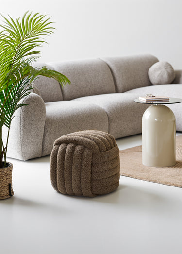 Pouf texturé effet cordage NAPIER Marron