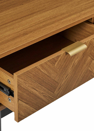 Console bois façon chevrons, 2 tiroirs Marron/Noir