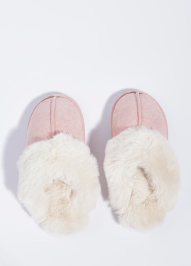 Chaussons mules avec fourrure synthétique Rose