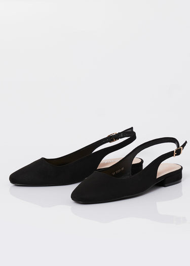 Ballerines bride slingback, bout amande Noir