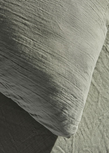 Parure gaze de coton uni, 240 x 220cm Sauge