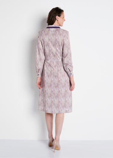 Robe mi-longue boutonnée imprimée Prune