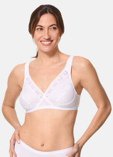 Soutiens-gorge sans armatures coton et dentelle Blanc Lot 2