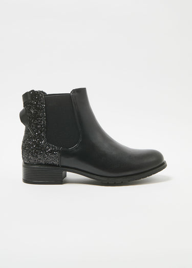 Boots Chelsea talon fantaisie avec nœud Noir