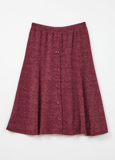 Jupe mi longue évasée maille chaude unie Bordeaux