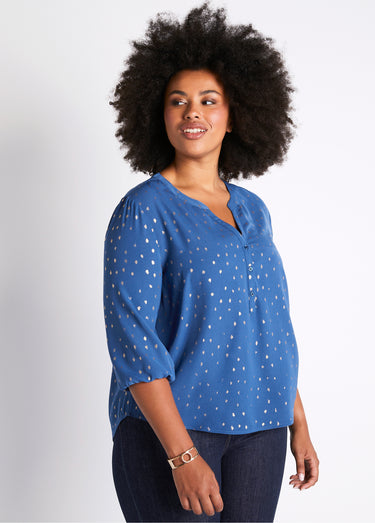 Tunique ample mi-longue manches 3/4 Bleu