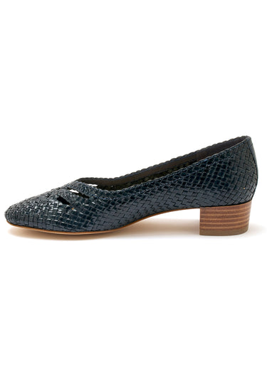 Escarpins cuir tressé largeur confort Marine