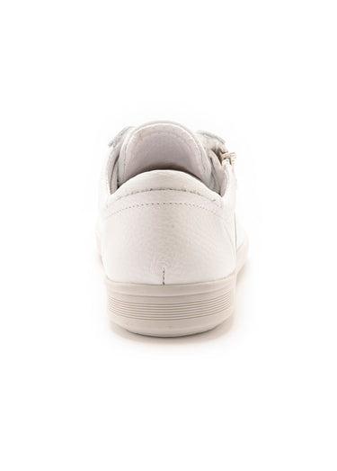 Baskets cuir lacets et zip, semelle confort Blanc