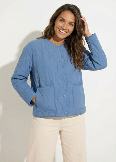 Veste matelassée zippée sans col Bleu