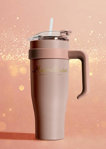 Mug à transporter 1,2L uni avec paille Rose merveilleuse