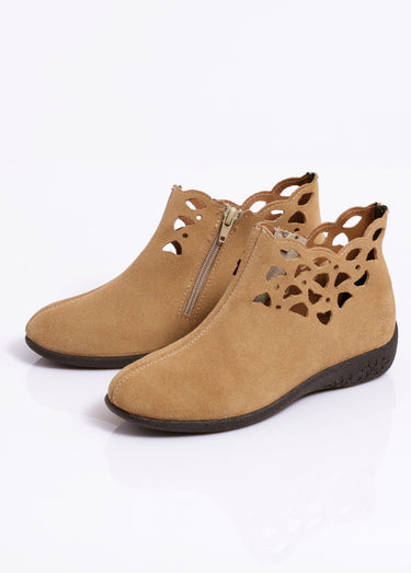 Boots zippées cuir fabriquées en France Camel