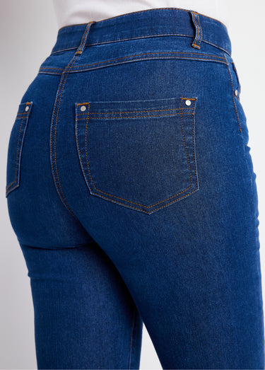 Jean 5 poches ceinture extensible coton stretch Bleu