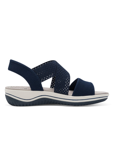 Sandales larges brides mesh et élastiques Marine