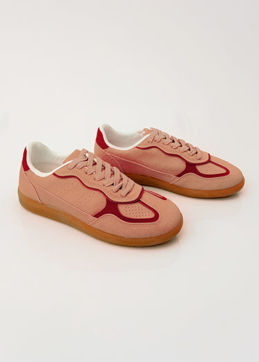 Sneakers simili cuir lisse et suédé Rose