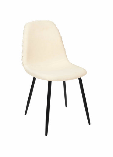 Chaises bouclette avec dossier chevrons Beige/Noir