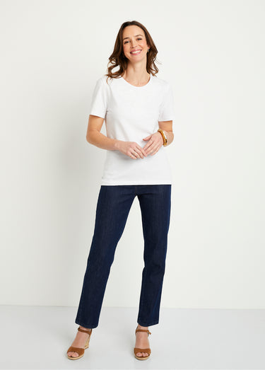 T-shirt court brodé manches courtes Blanc