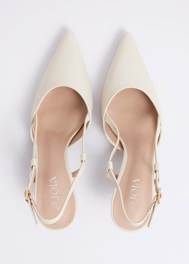 Escarpins pointus slingback talon bobine Beige