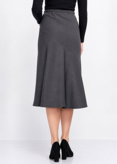 Jupe longue évasée tissu extensible Gris