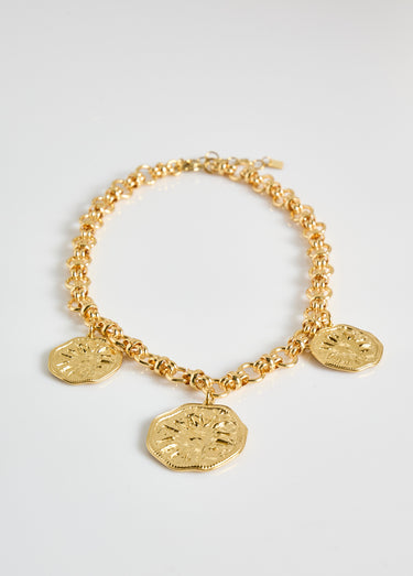 Collier maille alternée inox + médailles Dore