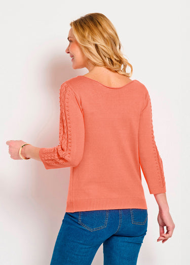 Pull doux uni col rond maille fantaisie Capucine