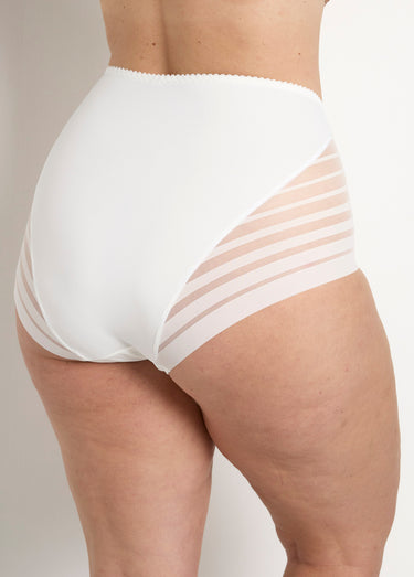 Culotte extensible taille haute tulle effet rayé Ivoire