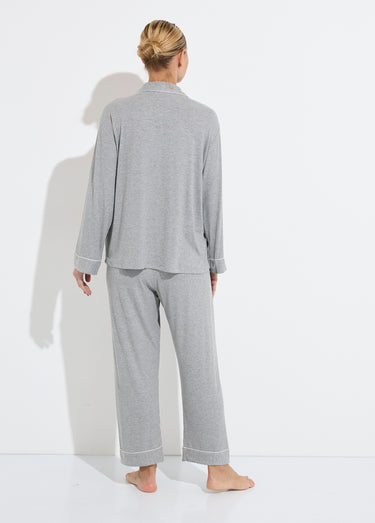 Pyjama long en maille cotelée Gris