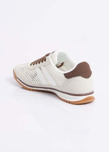 Sneakers multimatières allure vintage Beige