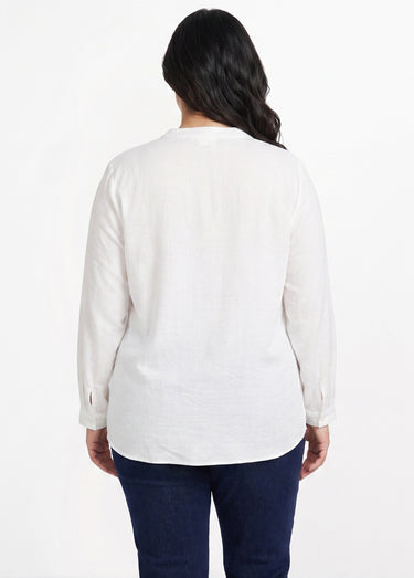 Tunique manches longues encolure sequins Blanc