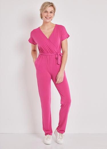 Combinaison pantalon maille extensible Fuchsia