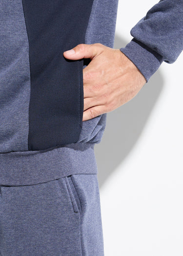 Veste de détente zippée molleton coton bicolore Bleu Grise/Marine