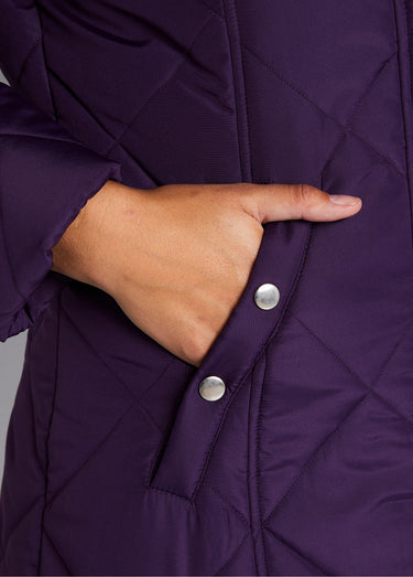 Manteau hiver long matelassé à capuche Quetsche