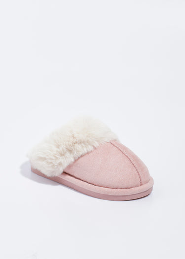Chaussons mules avec fourrure synthétique Rose