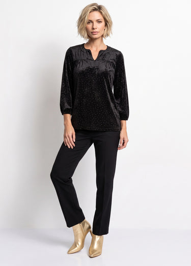 Tunique velours avec strass et col V Noir