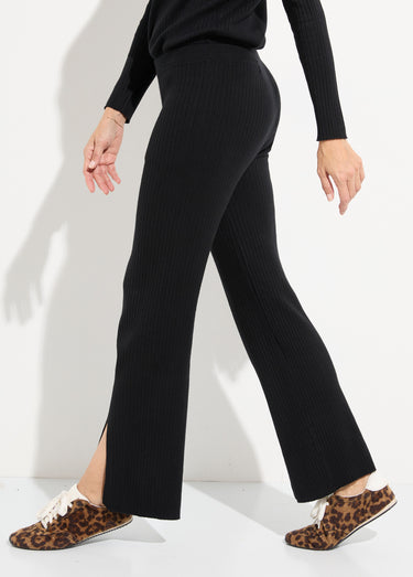 Pantalon détente en maille cotelée Noir
