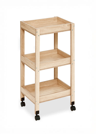 Desserte en bois à roulettes, 3 niveaux Beige