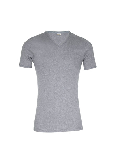 T-shirt à col invisible Gris Chine