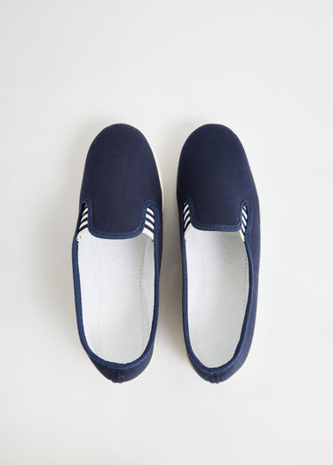 Mocassins toile largeur confort Marine