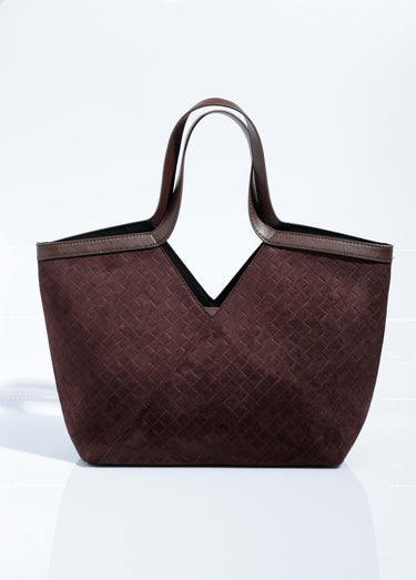 Sac cabas en suédine effet tressé Chocolat