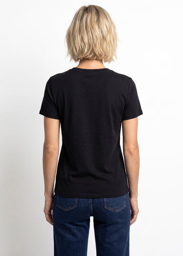T-shirt strass manches courtes Noir