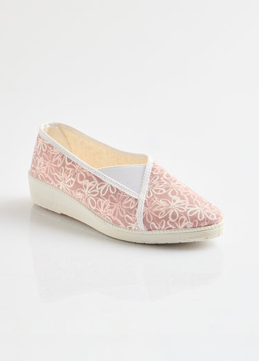 Chaussons ballerines élastiquée imprimées Rose