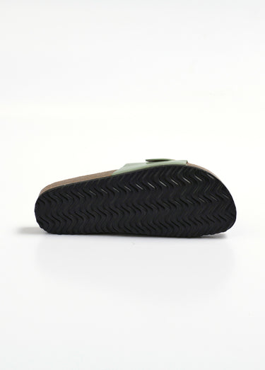 Mules anatomiques avec boucle métal Vernis Vert