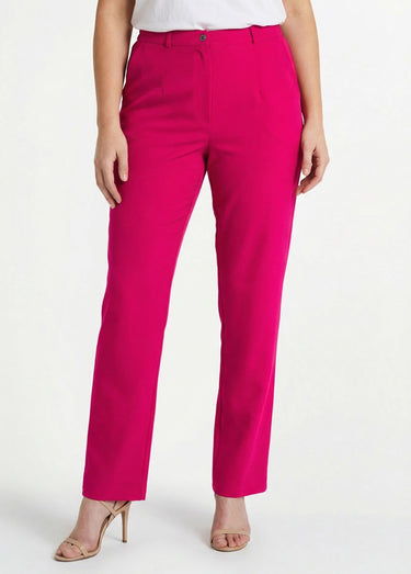 Pantalon droit uni taille semi élastiquée Framboise