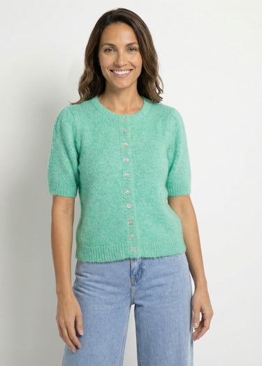 Gilet à manches courtes avec laine Vert d'eau