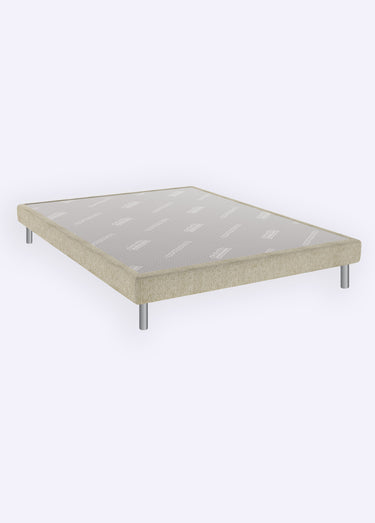 Sommier tapissier lattes + pieds métal Beige