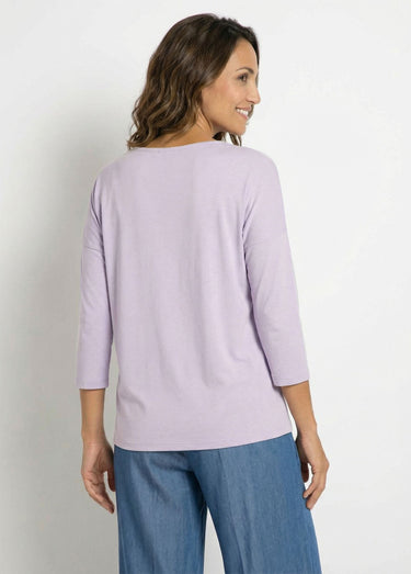 T-shirt marinière rayé manches 3/4 Uni Violet
