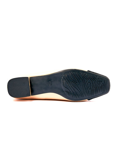 Ballerines chic bi matière petit talon Beige