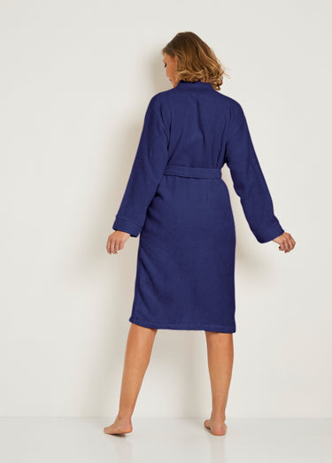 Peignoir éponge pur coton forme kimono Marine