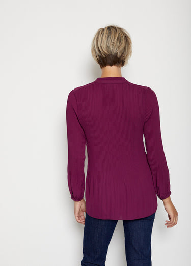 Blouse plissée col froufrou Violine